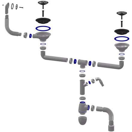 B731V, B731VP - for double sink, round overflow, universal