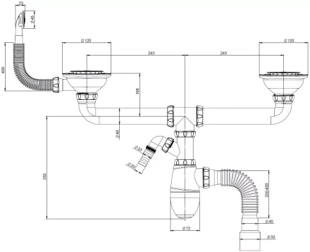 B731V, B731VP - for double sink, round overflow, universal