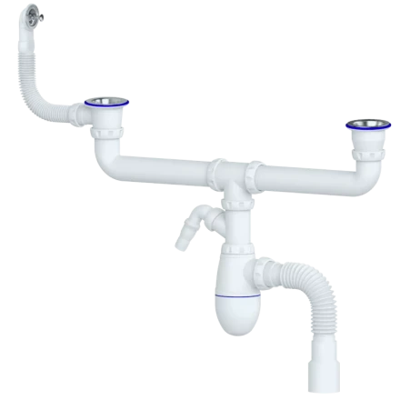 B741V - for double sink, round overflow, universal