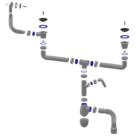 B741V - for double sink, round overflow, universal