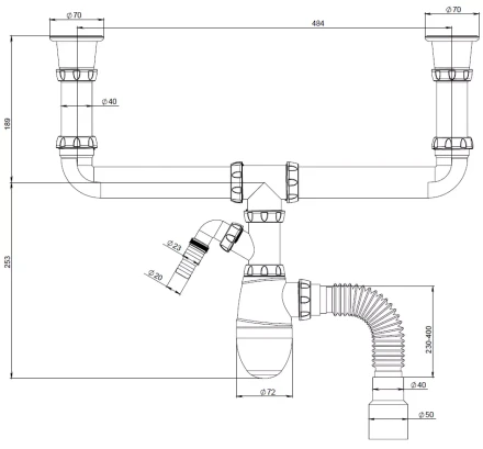 B746VP - for double sink, universal