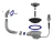 E155K - Outlet for automatic sink with rectangular overflow (components - brass)