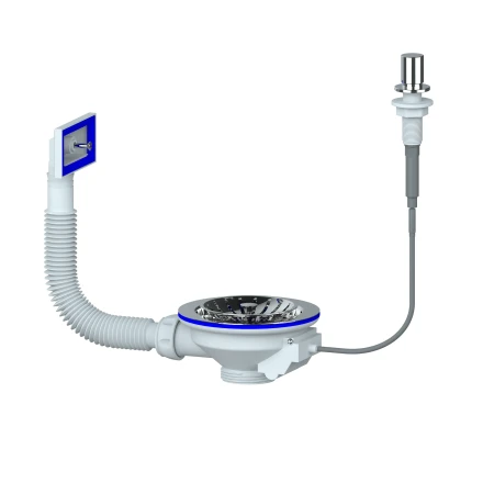 E155K - Outlet for automatic sink with rectangular overflow (components - brass)