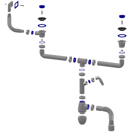 B747V - for double sink, square overflow, universal
