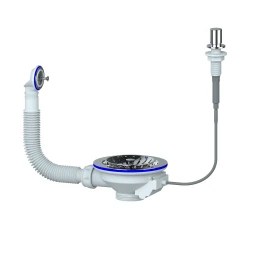 E156K - Outlet for automatic sink with round overflow (components - brass)