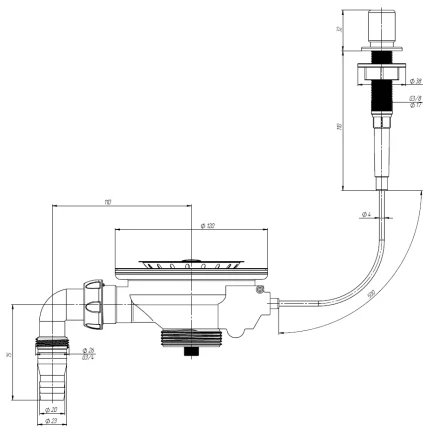 E160VK - outlet for automatic washing machine 3 1/2&quot; (Ø40)