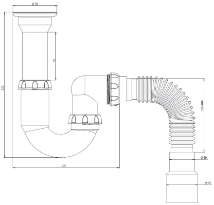 Y120 - waste, flexible outlet pipe