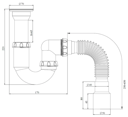 Y120 - waste, flexible outlet pipe