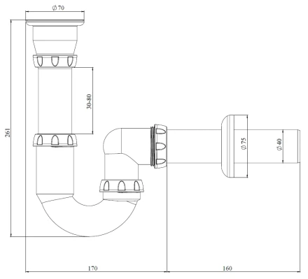 Y210 - waste, outlet pipe