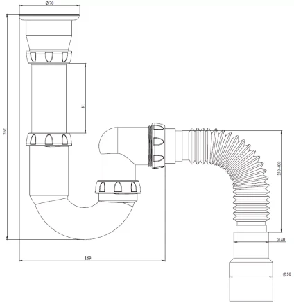 Y220 - waste, flexible outlet pipe