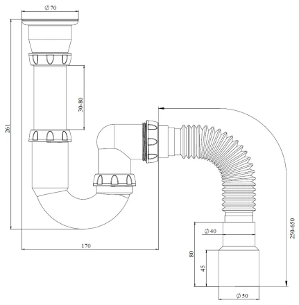 Y220 - waste, flexible outlet pipe
