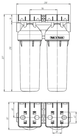 KSBP 10&quot; DUO - Double Filter Housing for Cold Water