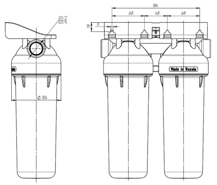 KSBP 10&quot; DUO - Double Filter Housing for Cold Water