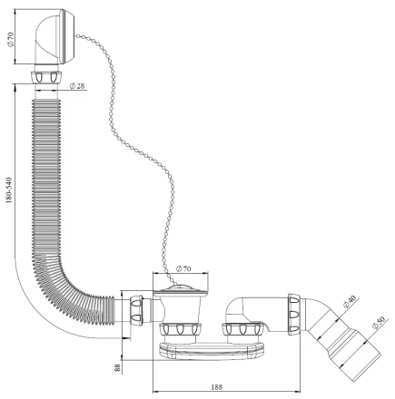 S11 – overflow filler, outlet pipe