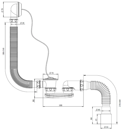 S12, S12P - overflow filler, flexible outlet pipe