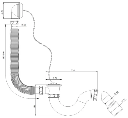 S33 - overflow filler, outlet pipe