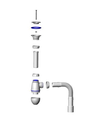 M220 - waste&amp;trap Ø32, flexible outlet pipe