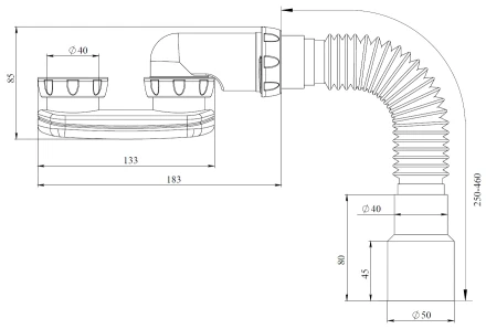 G12 - without outlet, flexible waste pipe