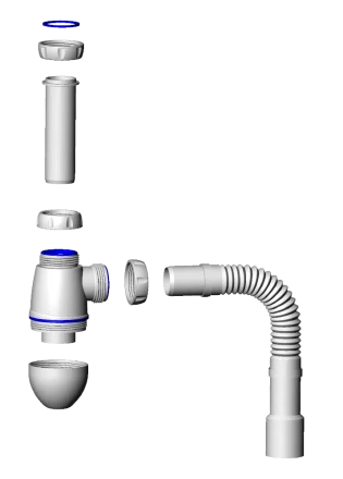 M420 - Ø32, without waste, flexible outlet pipe
