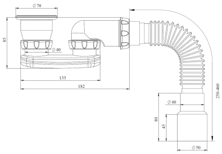 G22, G22Р - outlet, flexible waste pipe