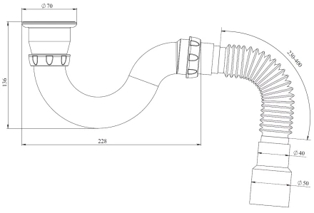 G32, G32P - direct flow, outlet, flexible pipe