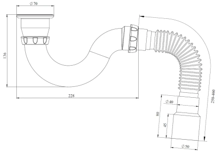 G32, G32P - direct flow, outlet, flexible pipe