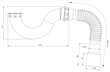 G42 - direct flow, without outlet, flexible pipe