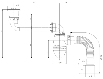 AC21 - trap for tulip, washbasin with scrolling outlet