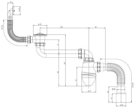 AC22 - trap for tulip, washbasin with scrolling outlet