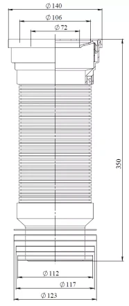 T350 - flexible WC pipe 350 mm