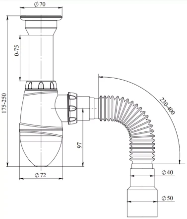 A120, A120P - waste, flexible outlet pipe