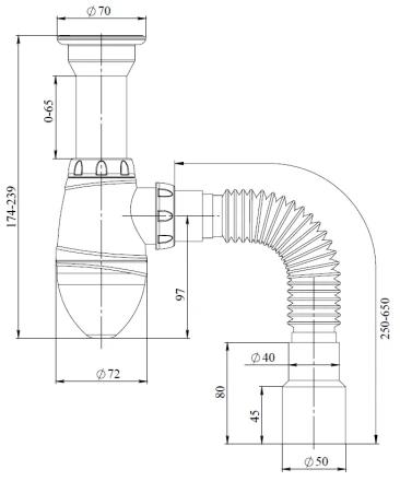 A120, A120P - waste, flexible outlet pipe