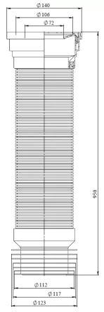 T950 - flexible WC pipe 950 mm