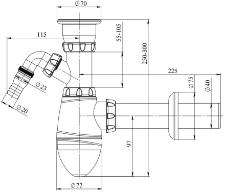 A310V - waste, connector for washing machine