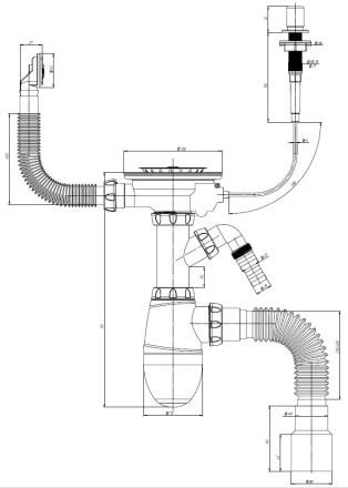 B436VK - siphon for sink-automatic