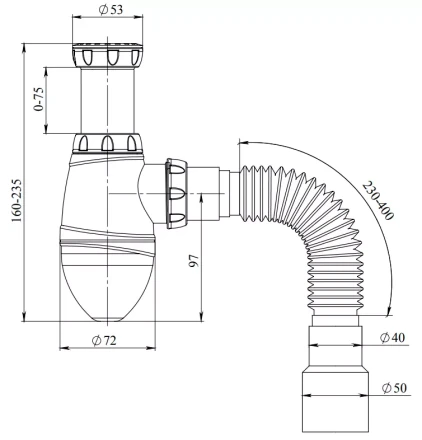 A420 - witout waste, flexible outlet pipe