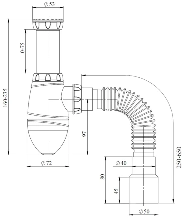 A420 - witout waste, flexible outlet pipe