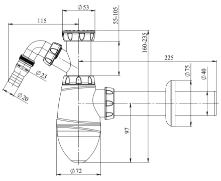 A510V - without waste, connector for washing machine