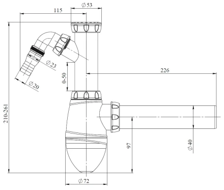 A510V - without waste, connector for washing machine