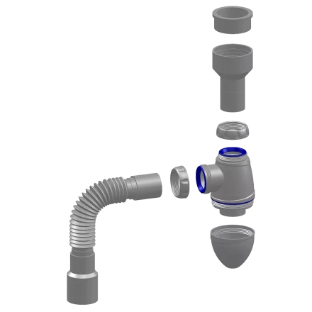 K225 - urinal bottle trap Ø50, flexible outlet pipe