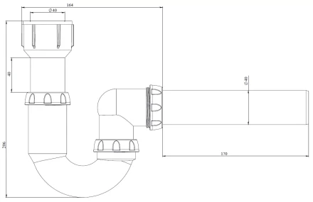 K310 - urinal bottle trap Ø40, outlet pipe Ø40