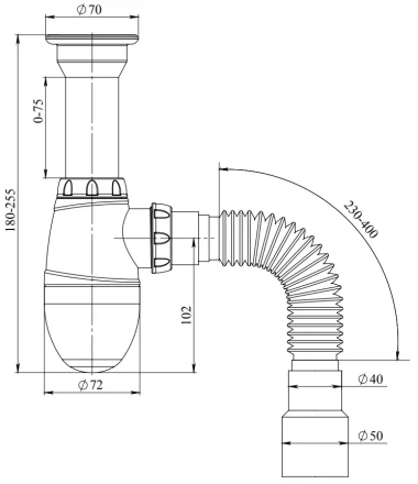 B120, B120P - waste, flexible outlet pipe