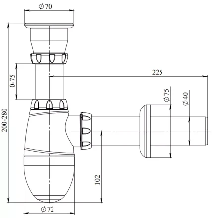 B210 - waste, outlet pipe