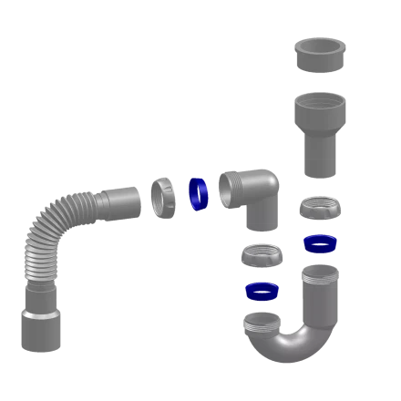 K325 - urinal bottle trap Ø50, flexible outlet pipe