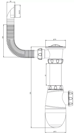 B420 – waste Ø40, square overflow