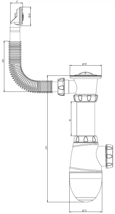 B421 - waste Ø40, round overflow