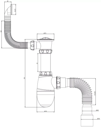 B422 – waste Ø40, square overflow