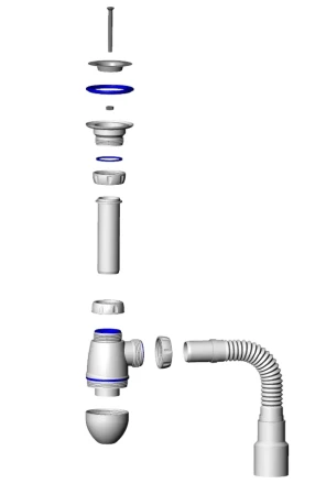 M222 - waste&amp;trap Ø32, flexible outlet pipe