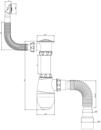 B423 - waste Ø40, round overflow