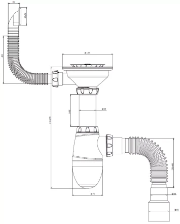 B425, B425P - square overflow, stainless steel grid Ø115